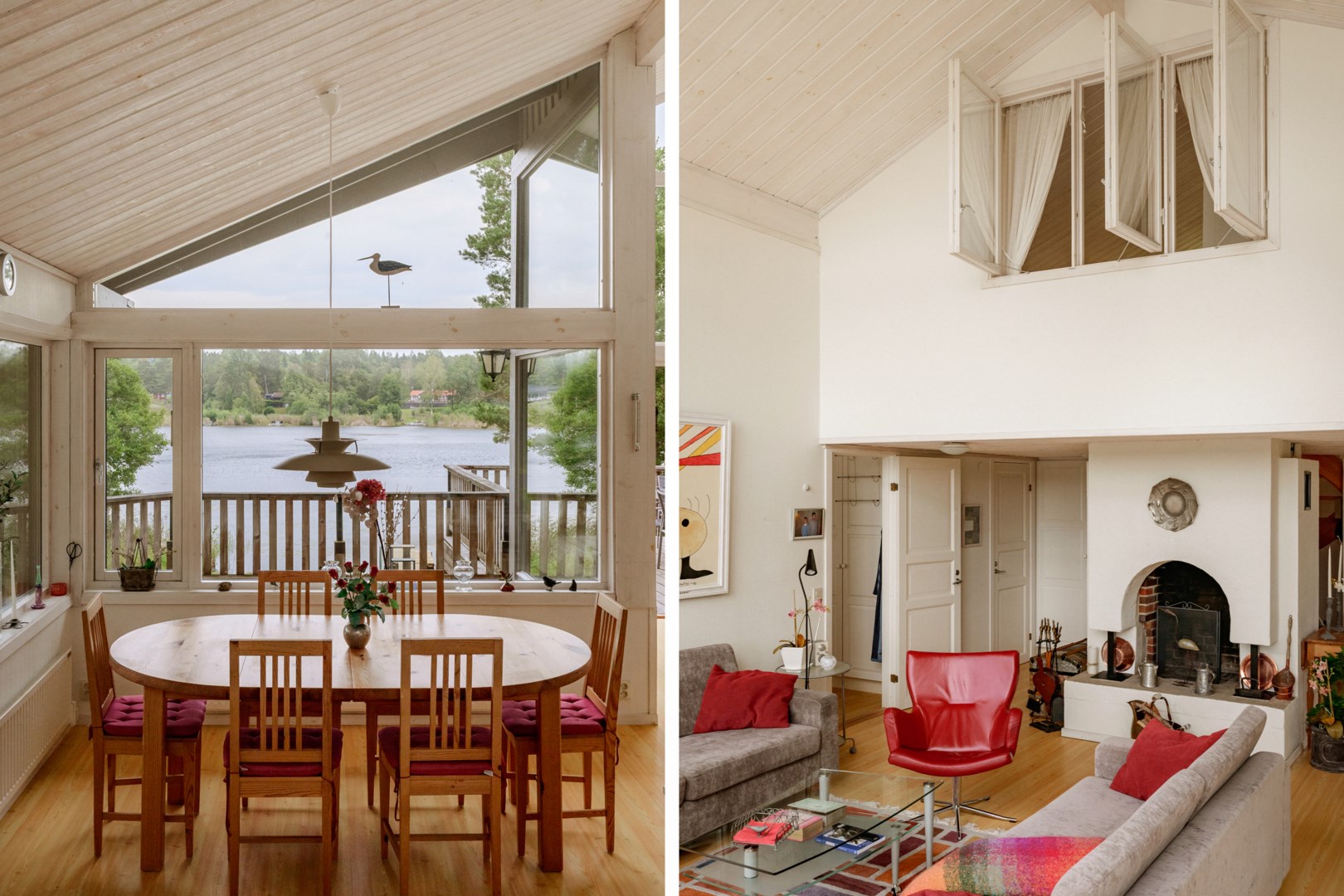 Ovan eldstaden återfinns ett loft.