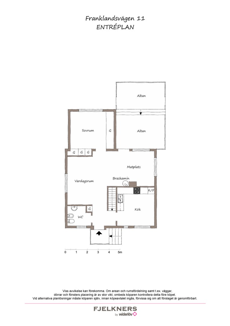 Planlösning från Franklandsvägen 11, Såld i Bromma - Norra Ängby, Stockholm