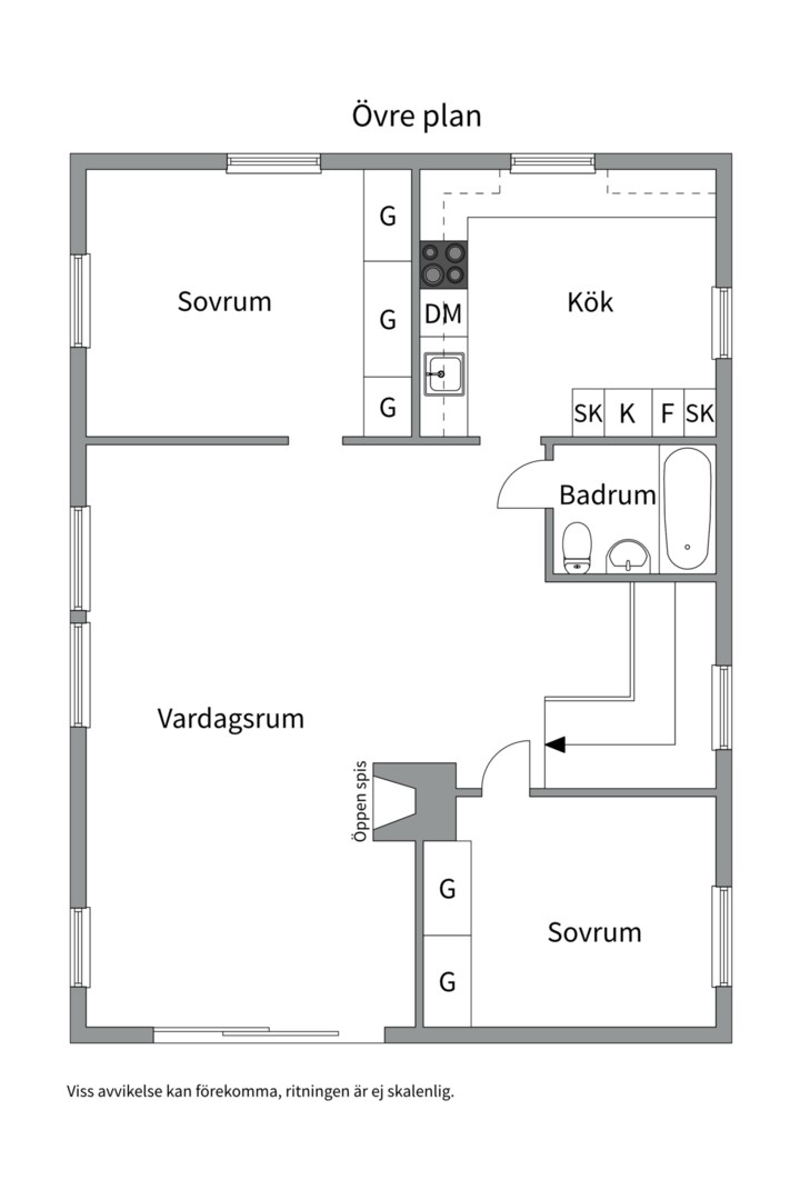 Planlösning från Boo strandväg 15, Såld i Eriksvik, Nacka