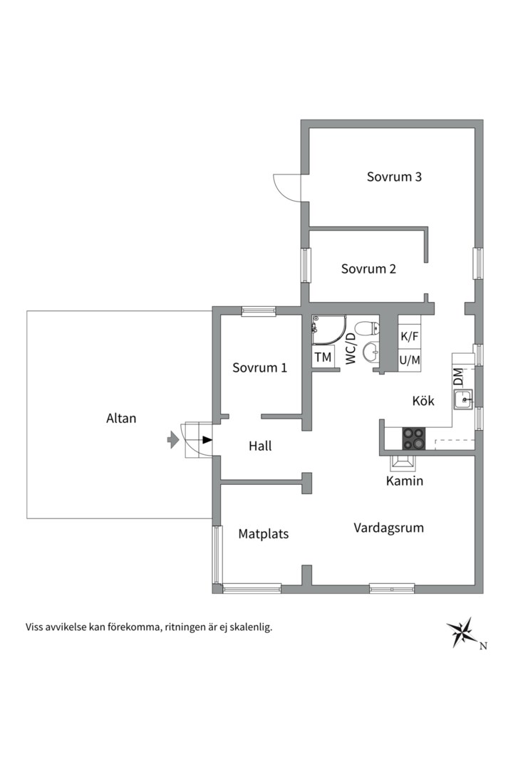 Planlösning från Gula vägen 14, Kommande i Björklinge, Uppsala