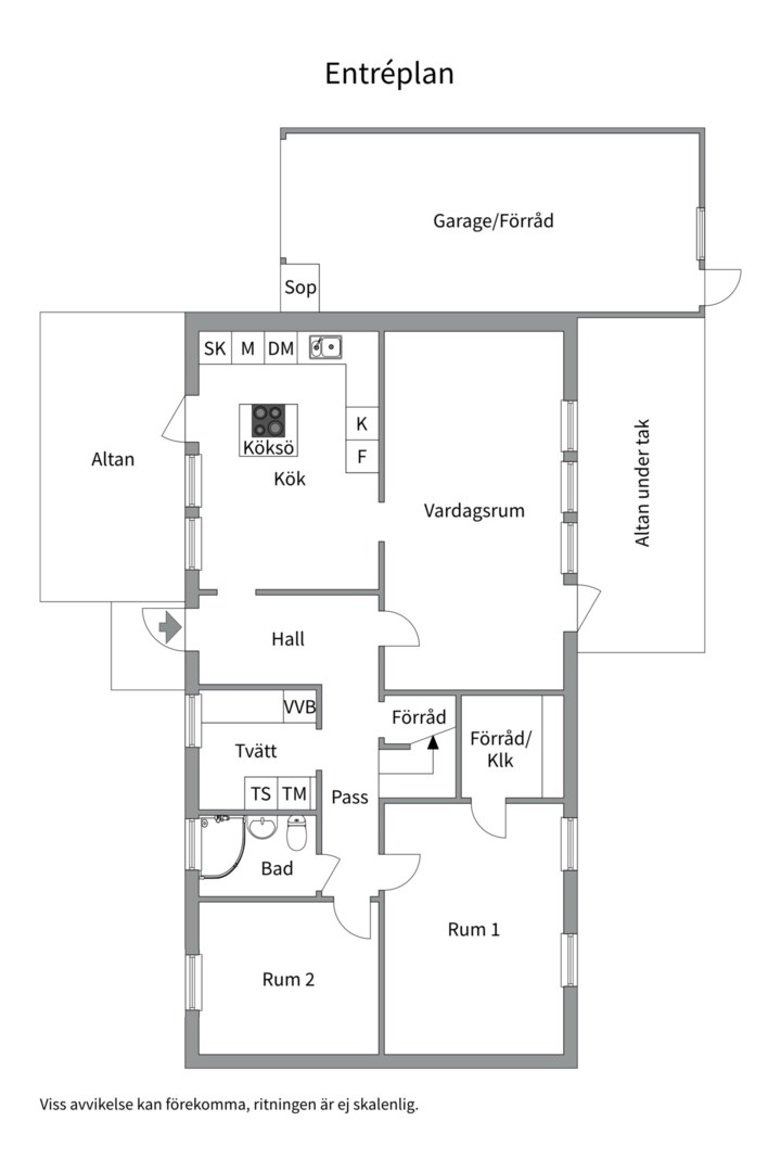 Planlösning från Gryningsvägen 49, Såld i Storvreta, Uppsala