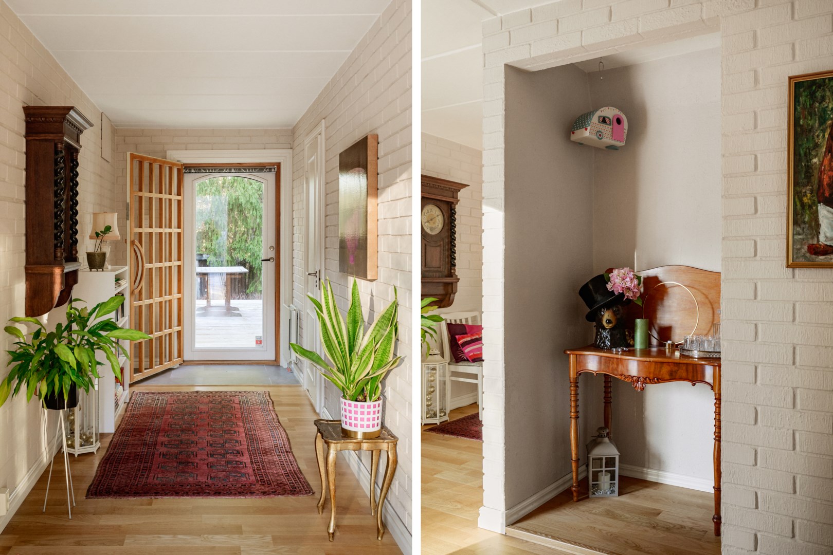 Den inre hallen öppnar upp mot altanerna på fram- och baksidan