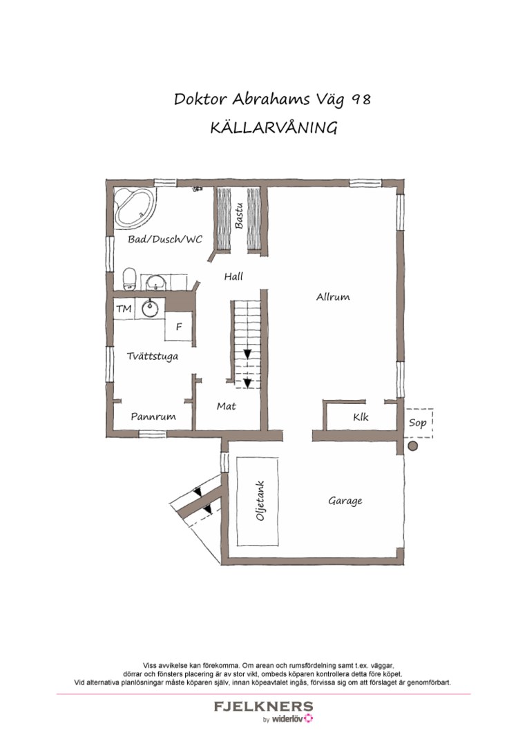 Planlösning från Doktor Abrahams väg 98, Till salu i Bromma - Eneby, Stockholm