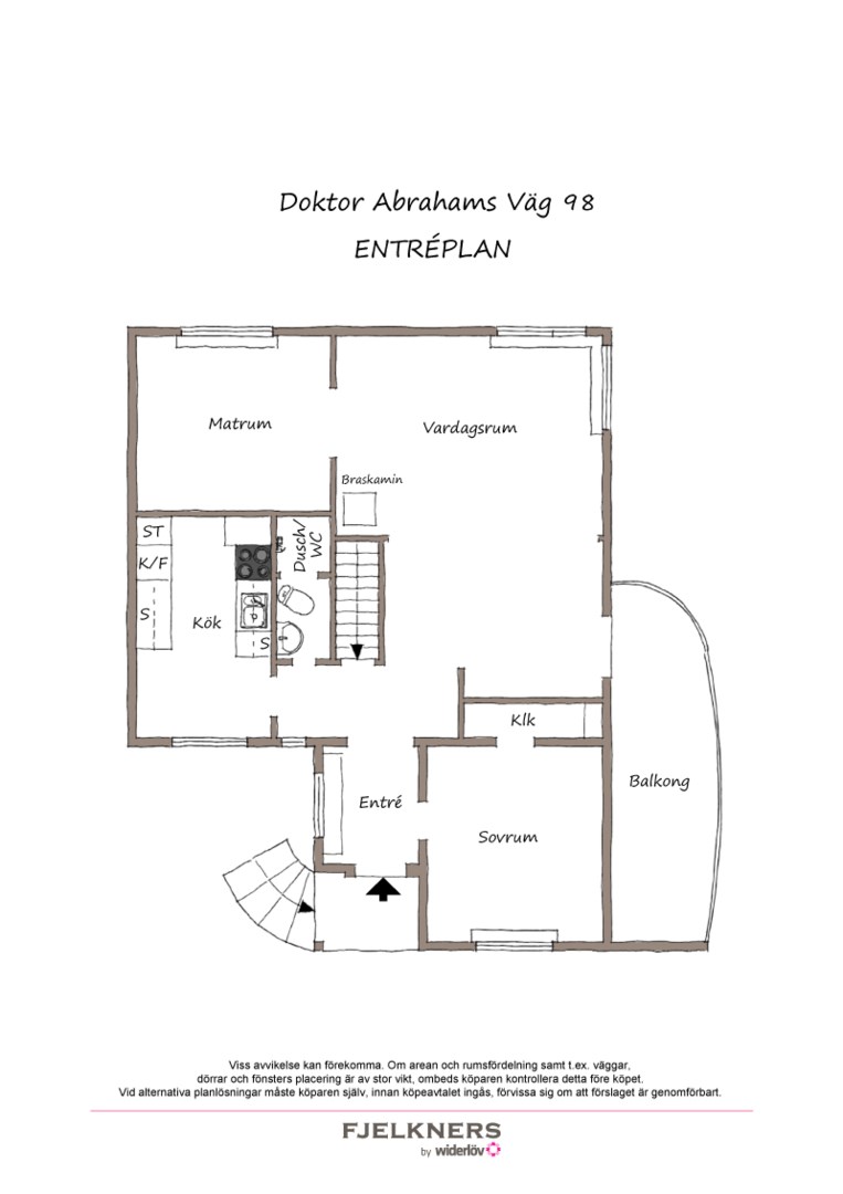 Planlösning från Doktor Abrahams väg 98, Till salu i Bromma - Eneby, Stockholm