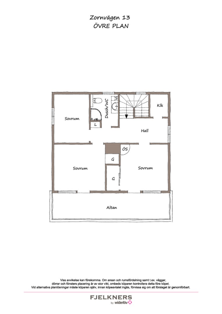 Planlösning från Zornvägen 13, Till salu i Bromma - Södra Ängby, Stockholm