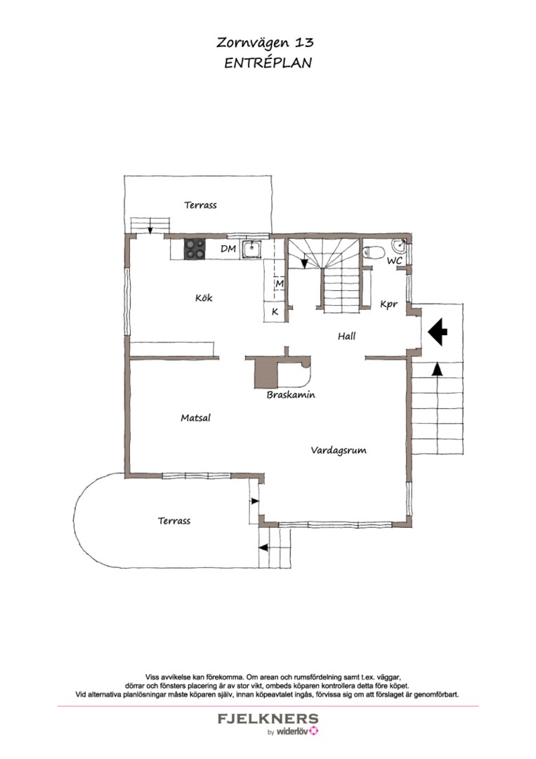 Planlösning från Zornvägen 13, Till salu i Bromma - Södra Ängby, Stockholm
