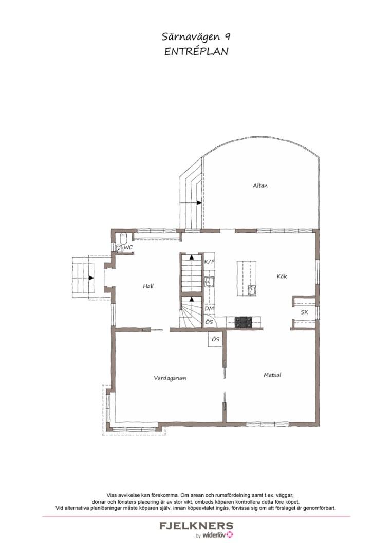 Planlösning från Särnavägen 9, Till salu i Bromma - Nockeby, Stockholm