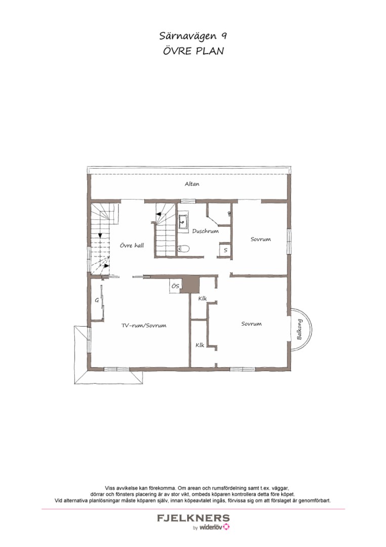 Planlösning från Särnavägen 9, Till salu i Bromma - Nockeby, Stockholm