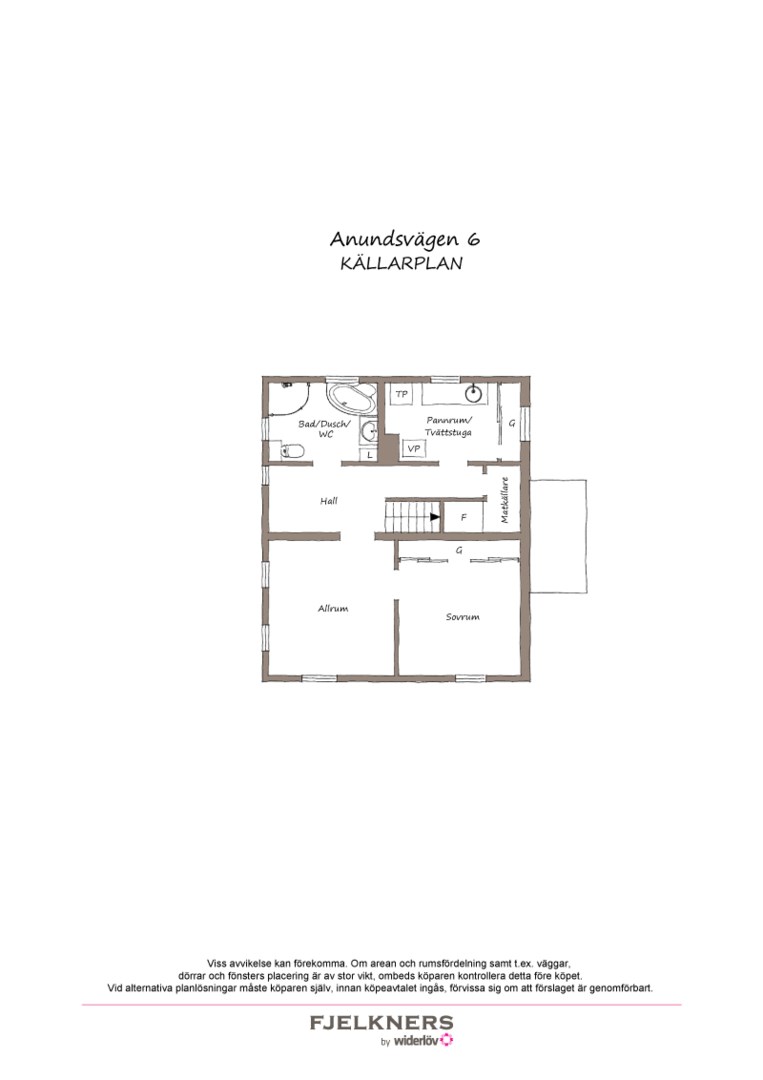 Planlösning från Anundsvägen 6, Såld i Bromma - Norra Ängby, Stockholm