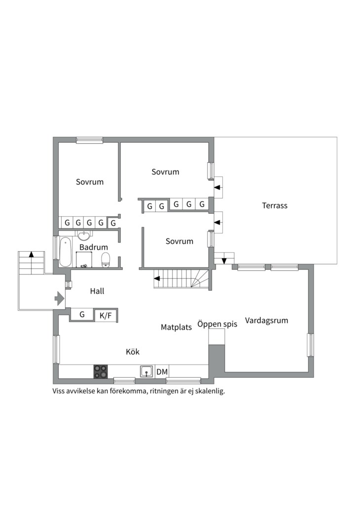Planlösning från Nåttarövägen 36, Såld i Krokhöjden, Nacka