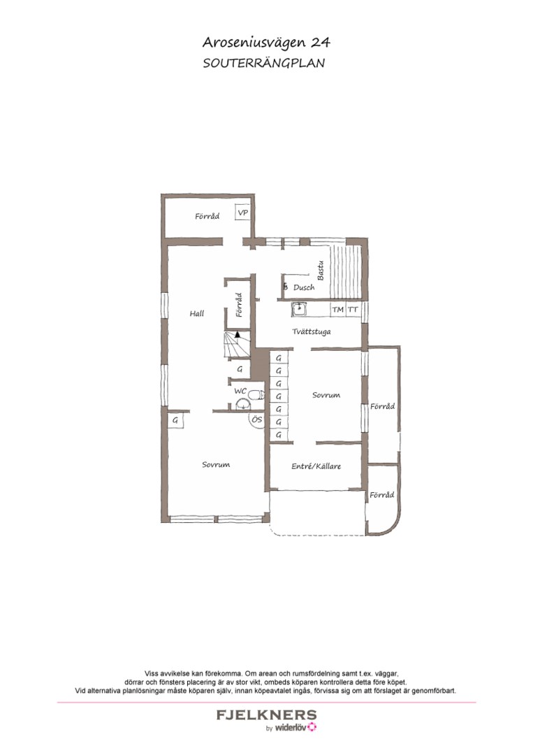 Planlösning från Aroseniusvägen 24, Kommande i Bromma - Södra Ängby, Stockholm