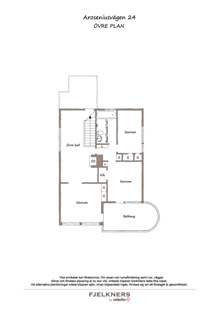 Planlösning från Aroseniusvägen 24, Kommande i Bromma - Södra Ängby, Stockholm