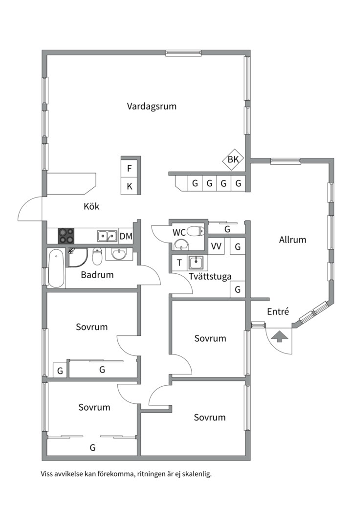 Planlösning från Storkvägen 8, Såld i Sunnersta, Uppsala