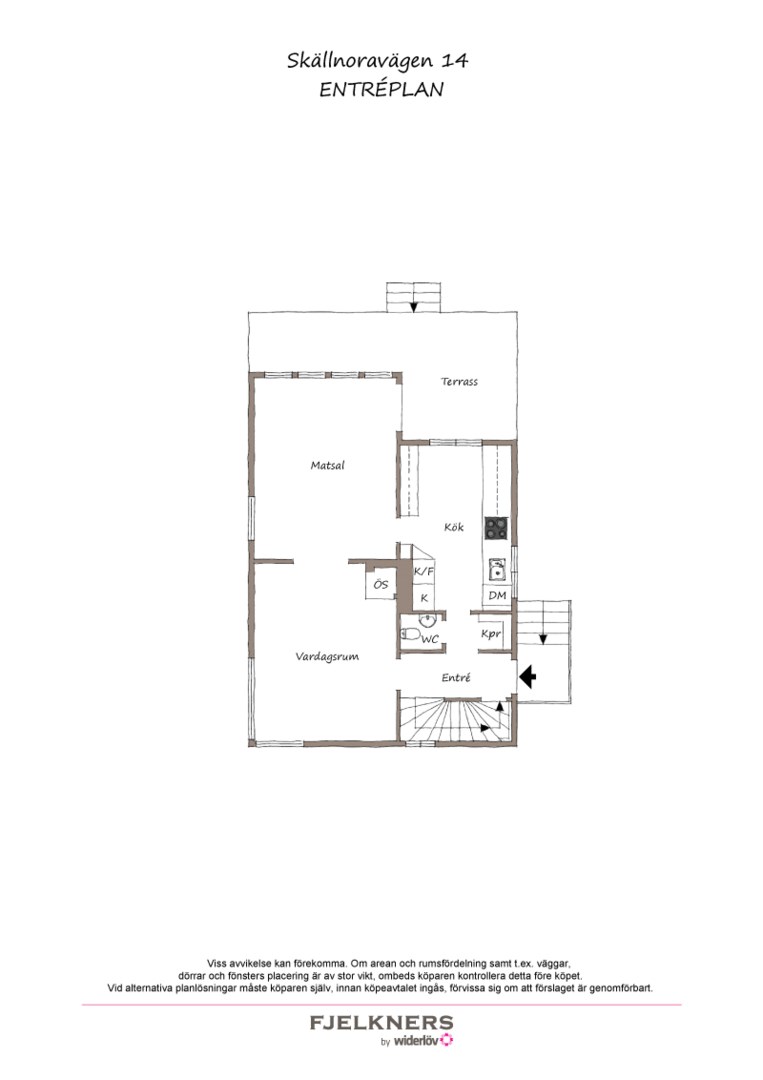 Planlösning från Skällnoravägen 14, Till salu i Bromma - Nockebyhov, Stockholm
