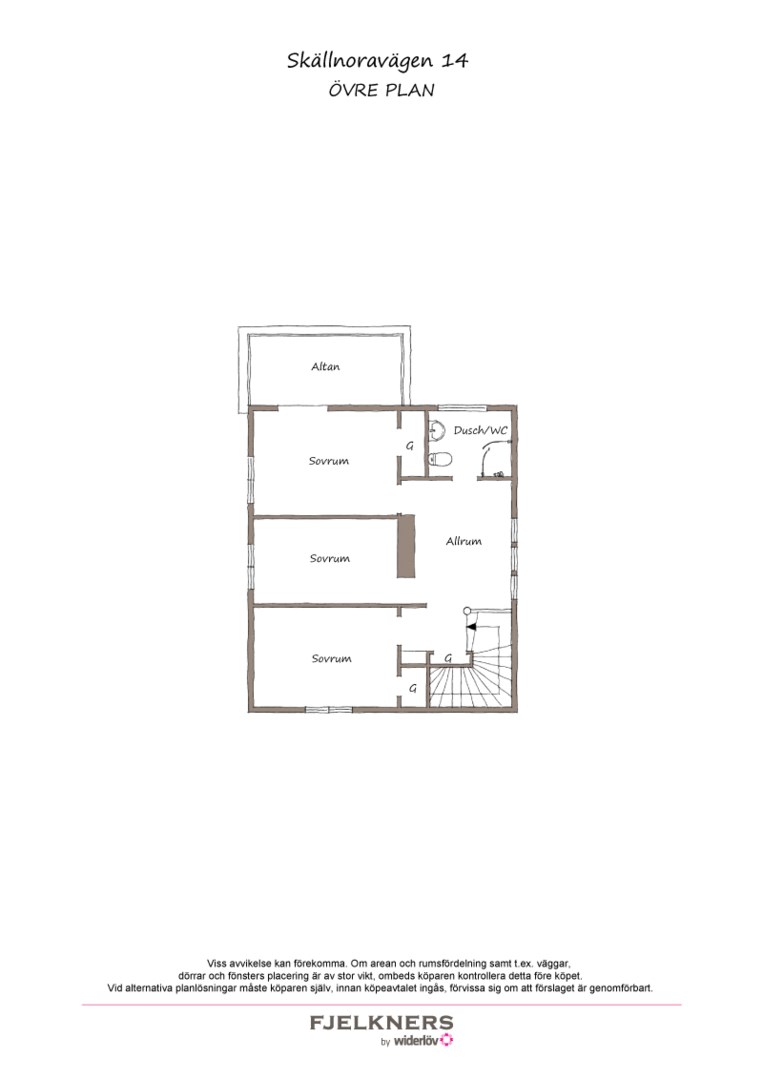 Planlösning från Skällnoravägen 14, Till salu i Bromma - Nockebyhov, Stockholm