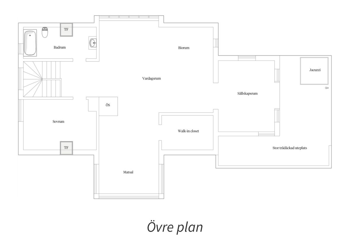 Planlösning från Liljevalchsvägen 4, Kommande i Eriksvik, Nacka
