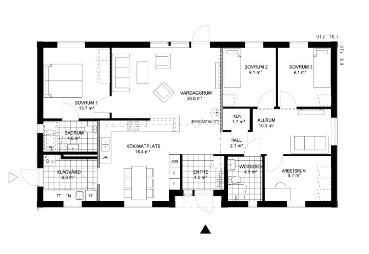 Planlösning från Fullerö 655, Till salu i Storvreta, Uppsala