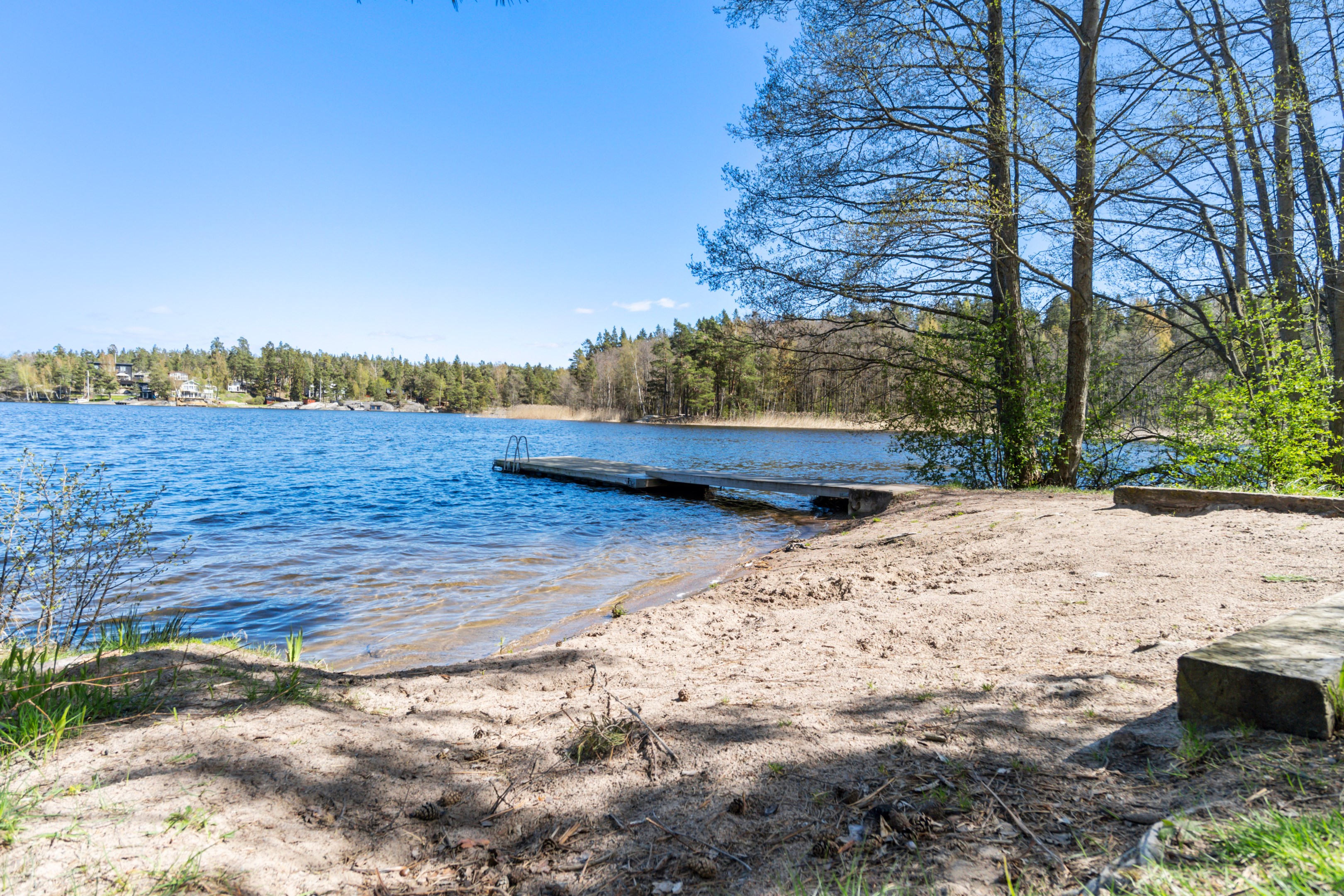 Områdets badbrygga i Sågsjön