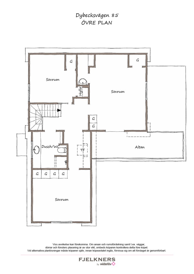 Planlösning från Dybecksvägen 85, Kommande i Bromma - Norra Ängby, Stockholm