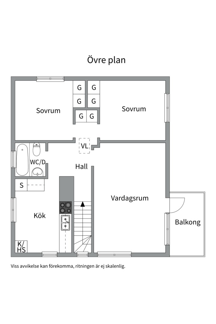 Planlösning från Bråvallavägen 16, Till salu i Skuru, Nacka