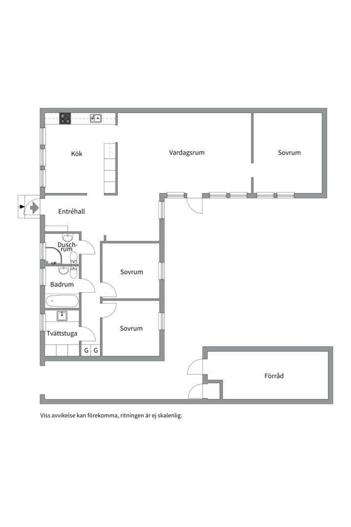 Planlösning från Mantalsvägen 1K, Kommande i Storvreta, Uppsala