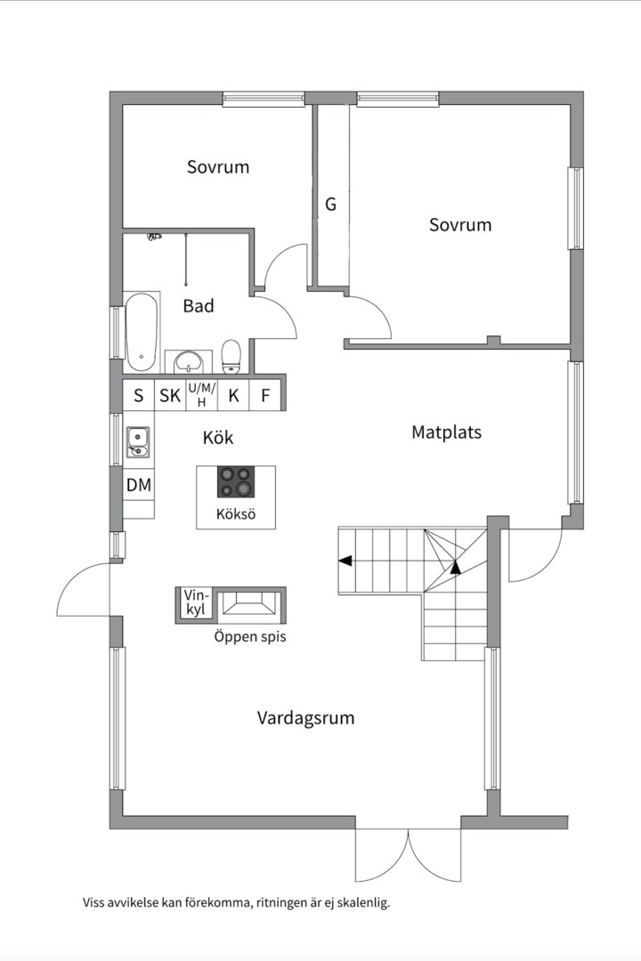 Planlösning från Enrisvägen 4B, Såld i Kummelnäs, Nacka