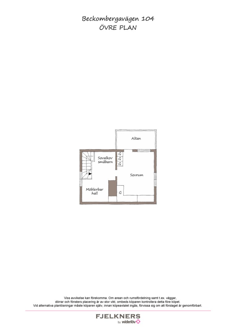 Planlösning från Beckombergavägen 104, Till salu i Bromma - Norra Ängby, Stockholm