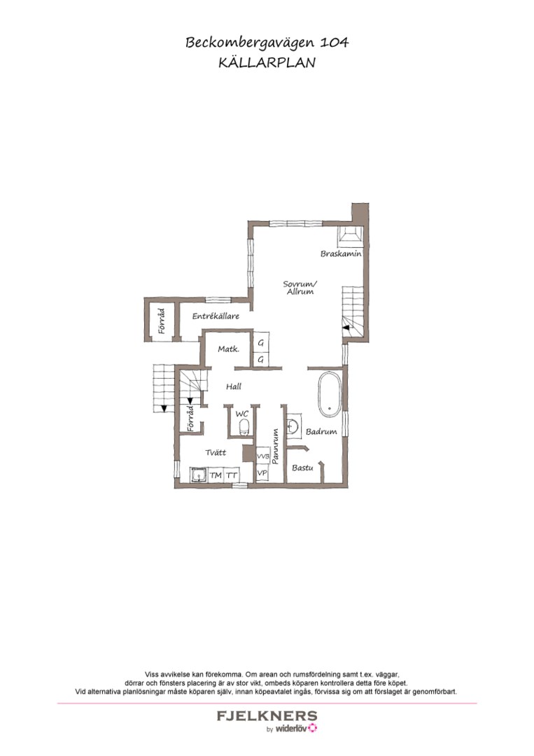 Planlösning från Beckombergavägen 104, Till salu i Bromma - Norra Ängby, Stockholm