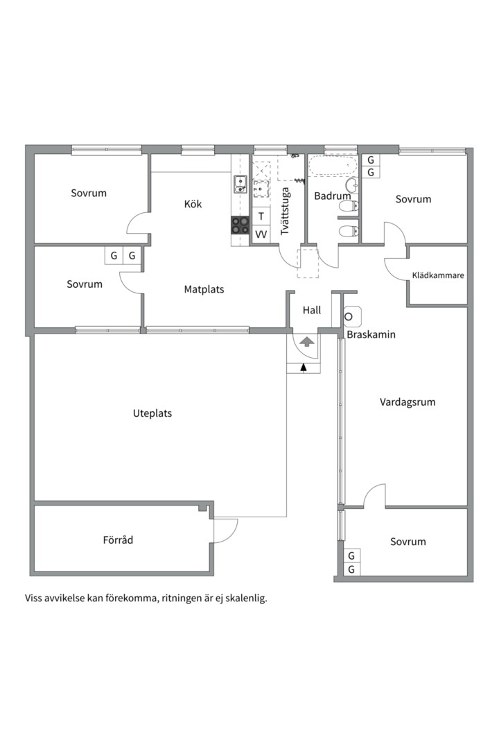 Planlösning från Markegångsvägen 3A, Såld i Storvreta, Uppsala