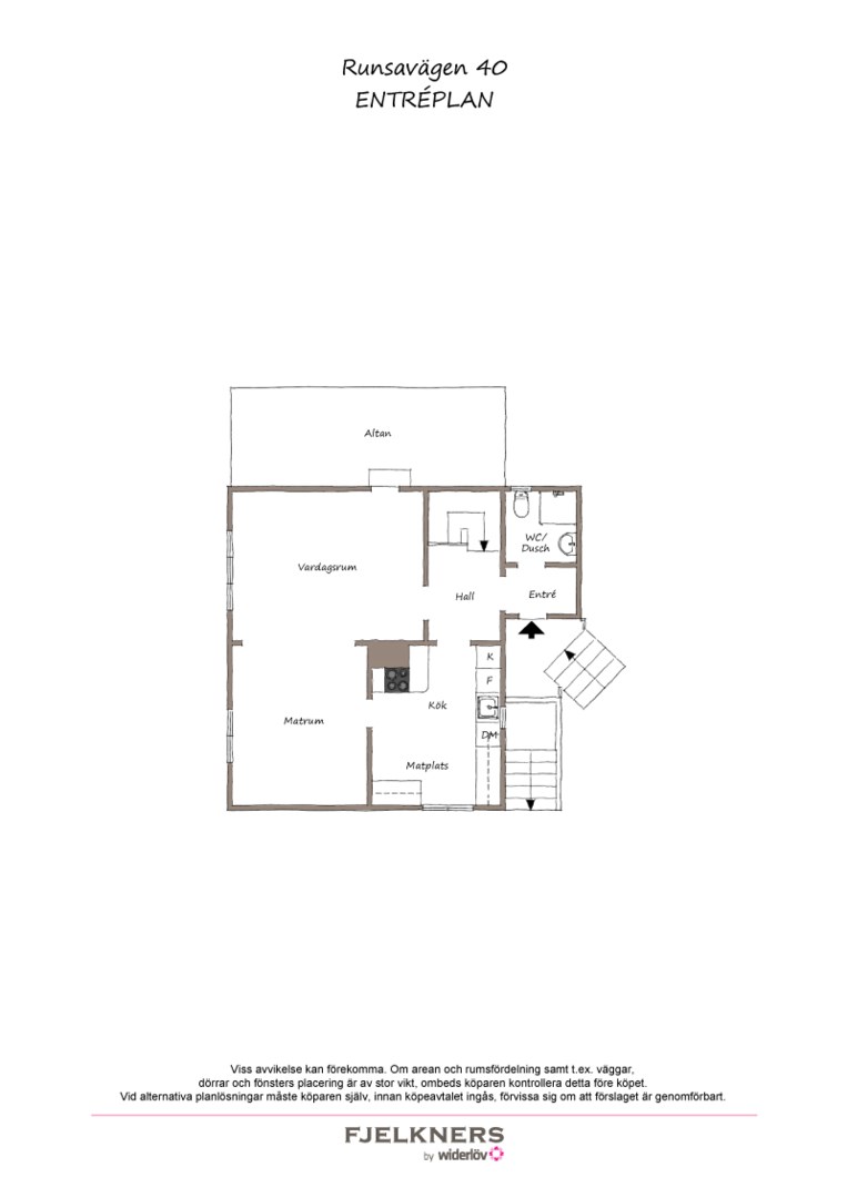 Planlösning från Runsavägen 40, Såld i Bromma - Norra Ängby, Stockholm