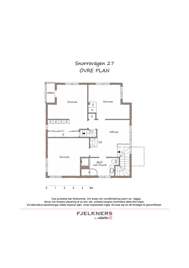 Planlösning från Snorrevägen 27, Till salu i Bromma - Norra Ängby, Stockholm