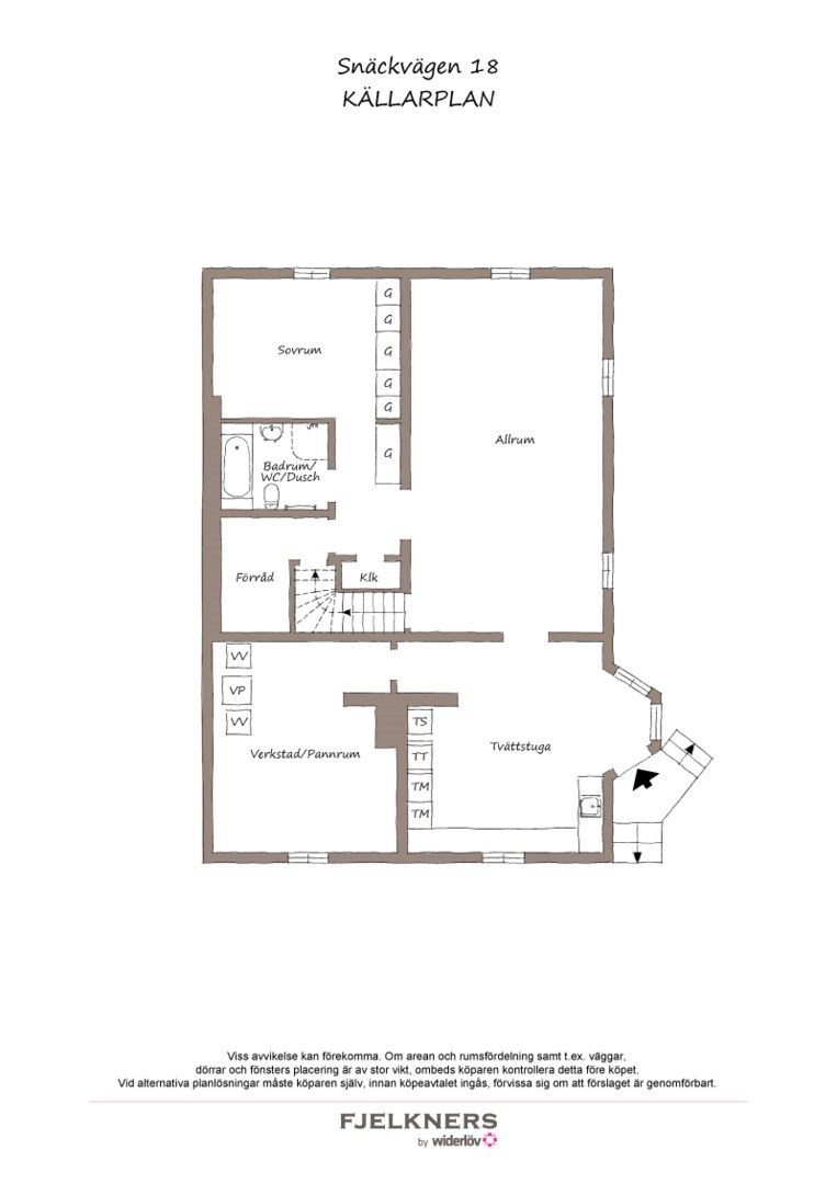 Planlösning från Snäckvägen 18, Kommande i Bromma - Gamla Äppelviken, Stockholm