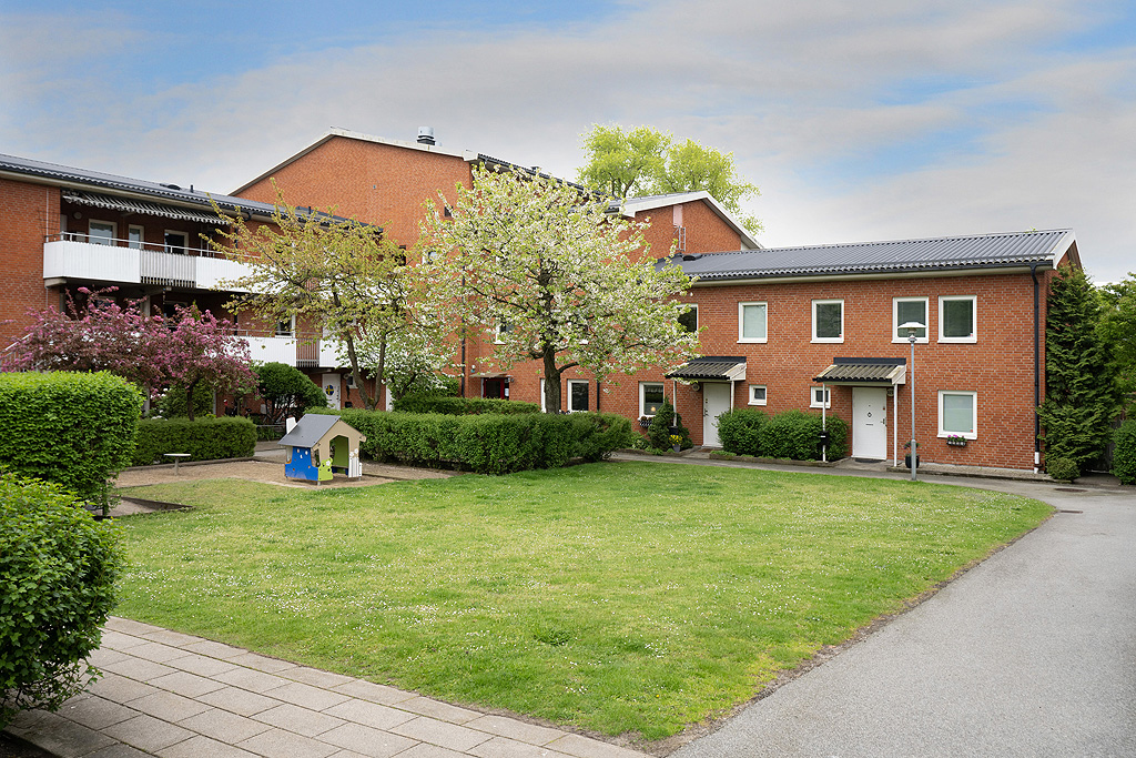 Gården med både gräs och hårdgjorda ytor
