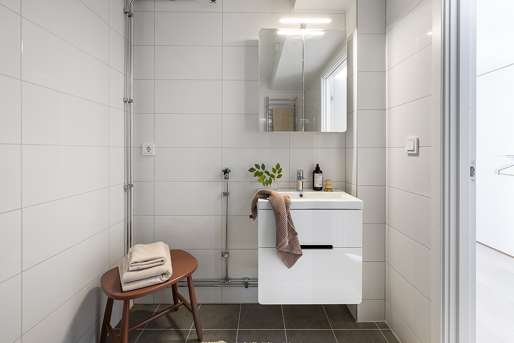 Plats för tvättmaskin i badrummet