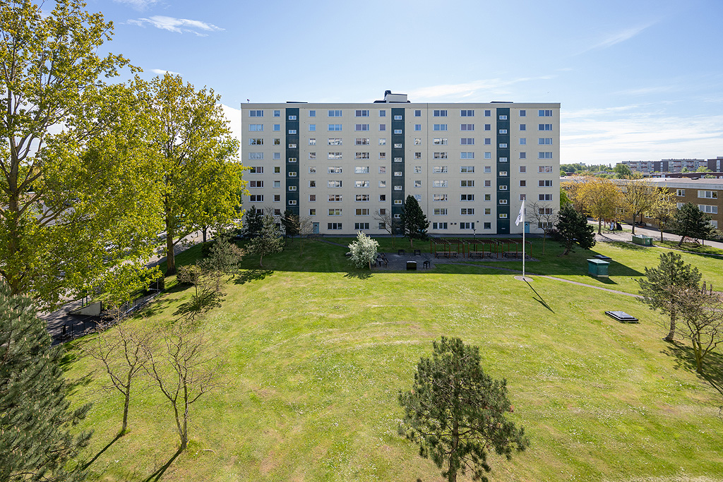 Härligt rymd och grönska mellan husen