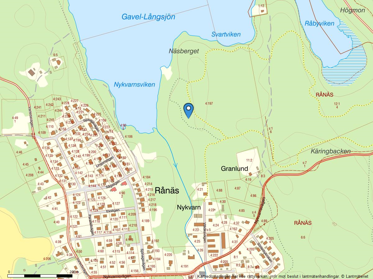 Fastighetskarta Rånäs 4:197, se markerad karta bifogad som pdf