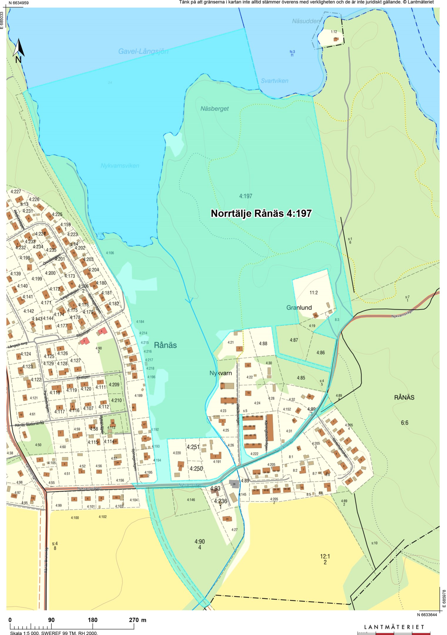 Fastighetskarta Rånäs 4:197 (markerad, se även pdf)