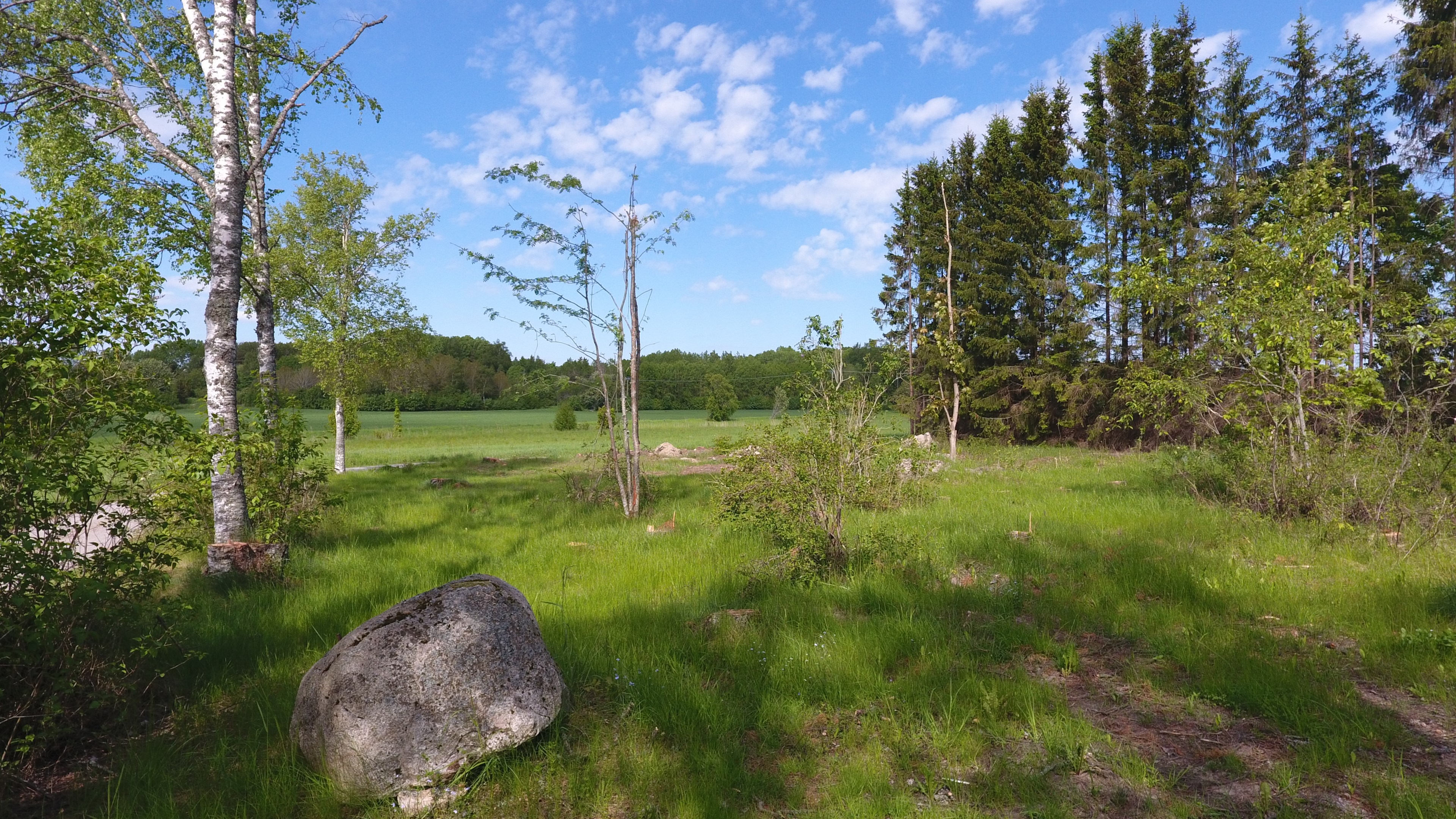 Plan tomt med vattenbrunn och infiltration