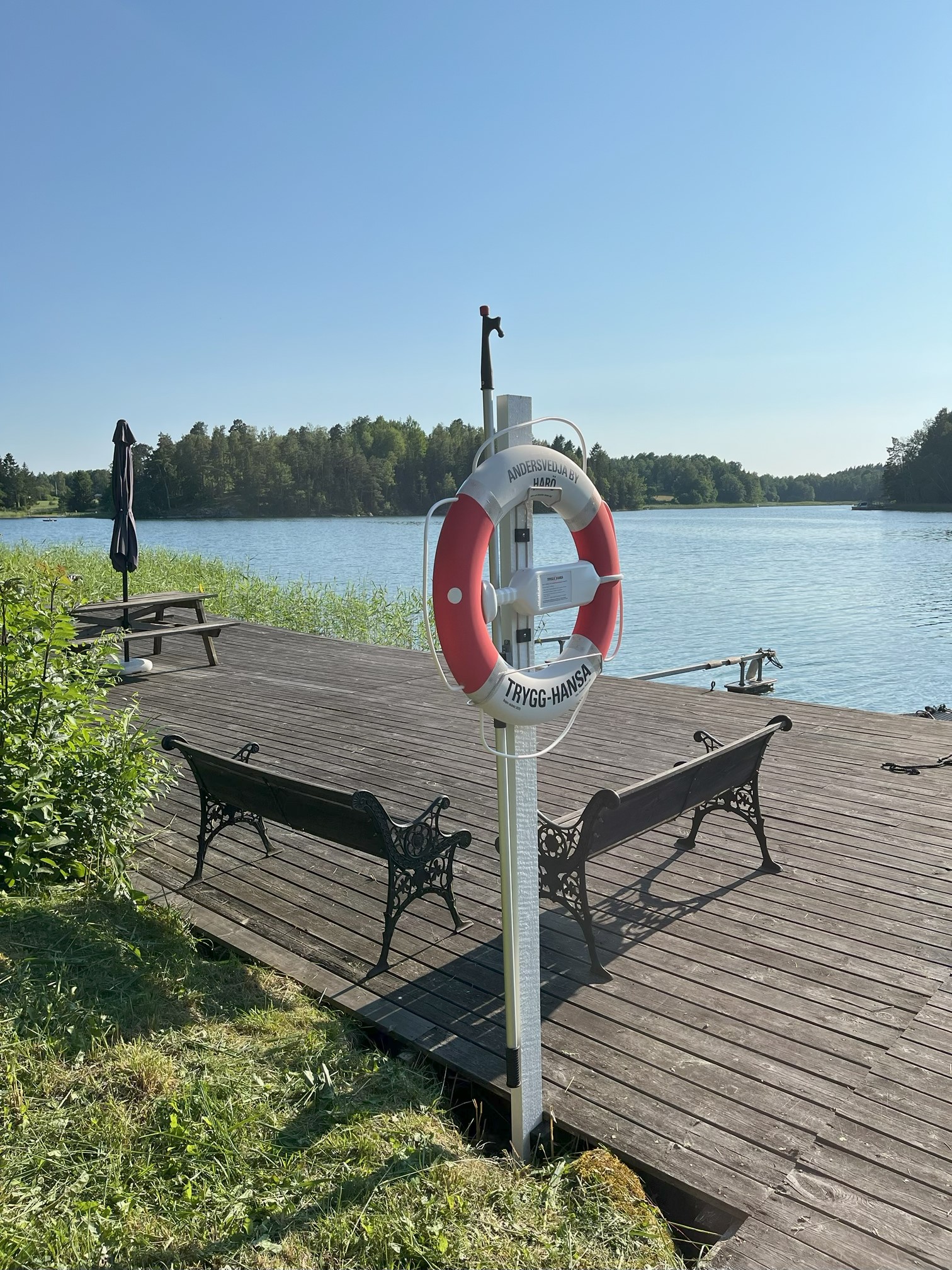 Båtplats vid brygga Harö, segelbåtsdjup, samfällighet Anderssvedja S:6 (se app MinKarta från LM)