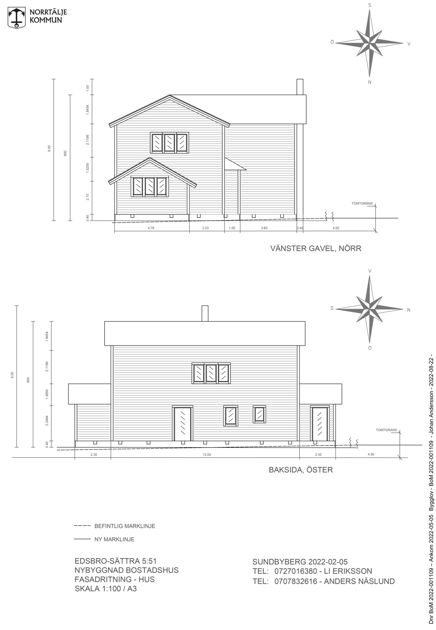 Ritning gavel för hus det finns bygglov för
