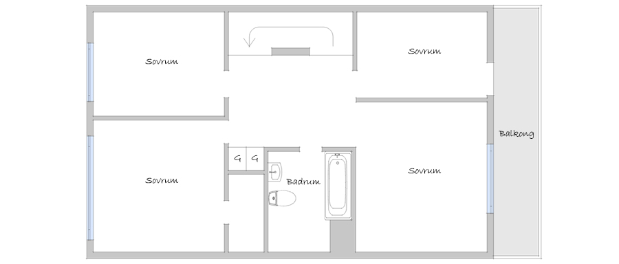 Planritning övre plan