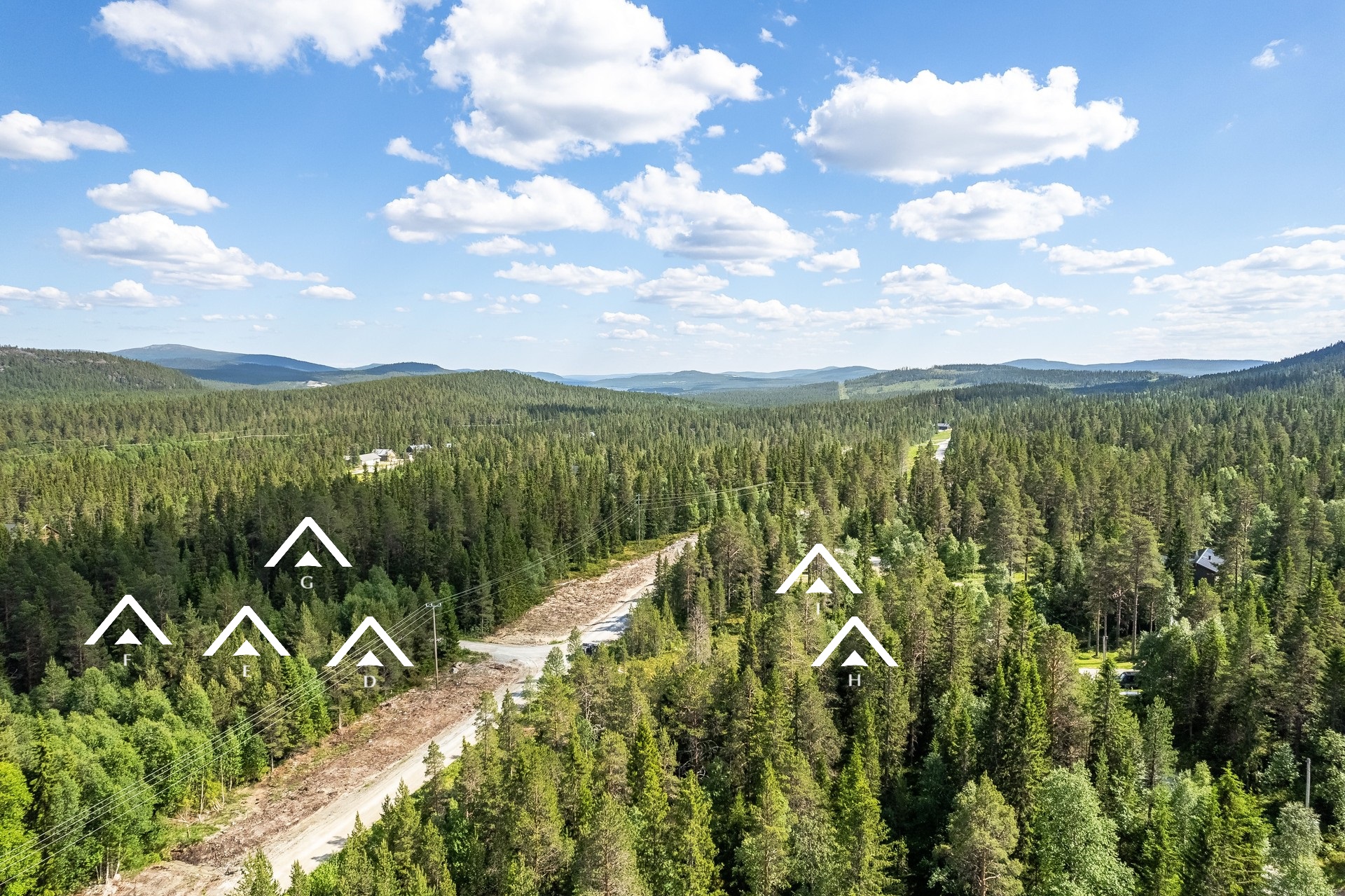 Tomter markerade med ungefärlig placering på bild