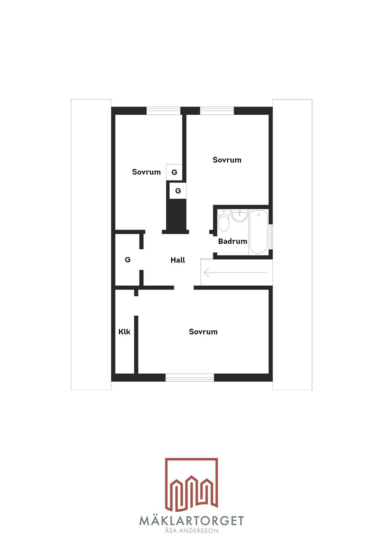 Planritning övre plan