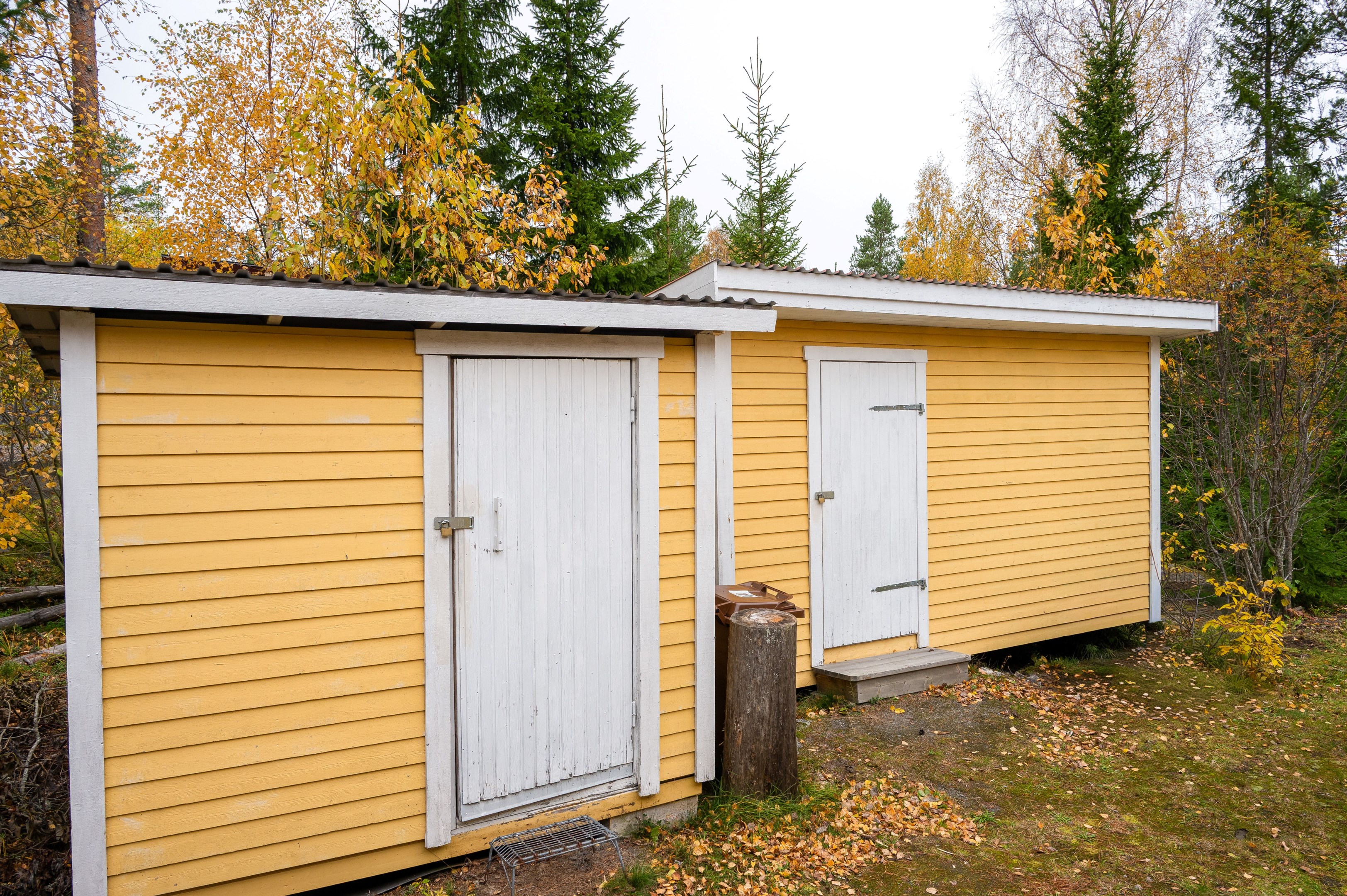 Vedbod och större kallförråd som kan byggas om till gäststuga (el är indraget)