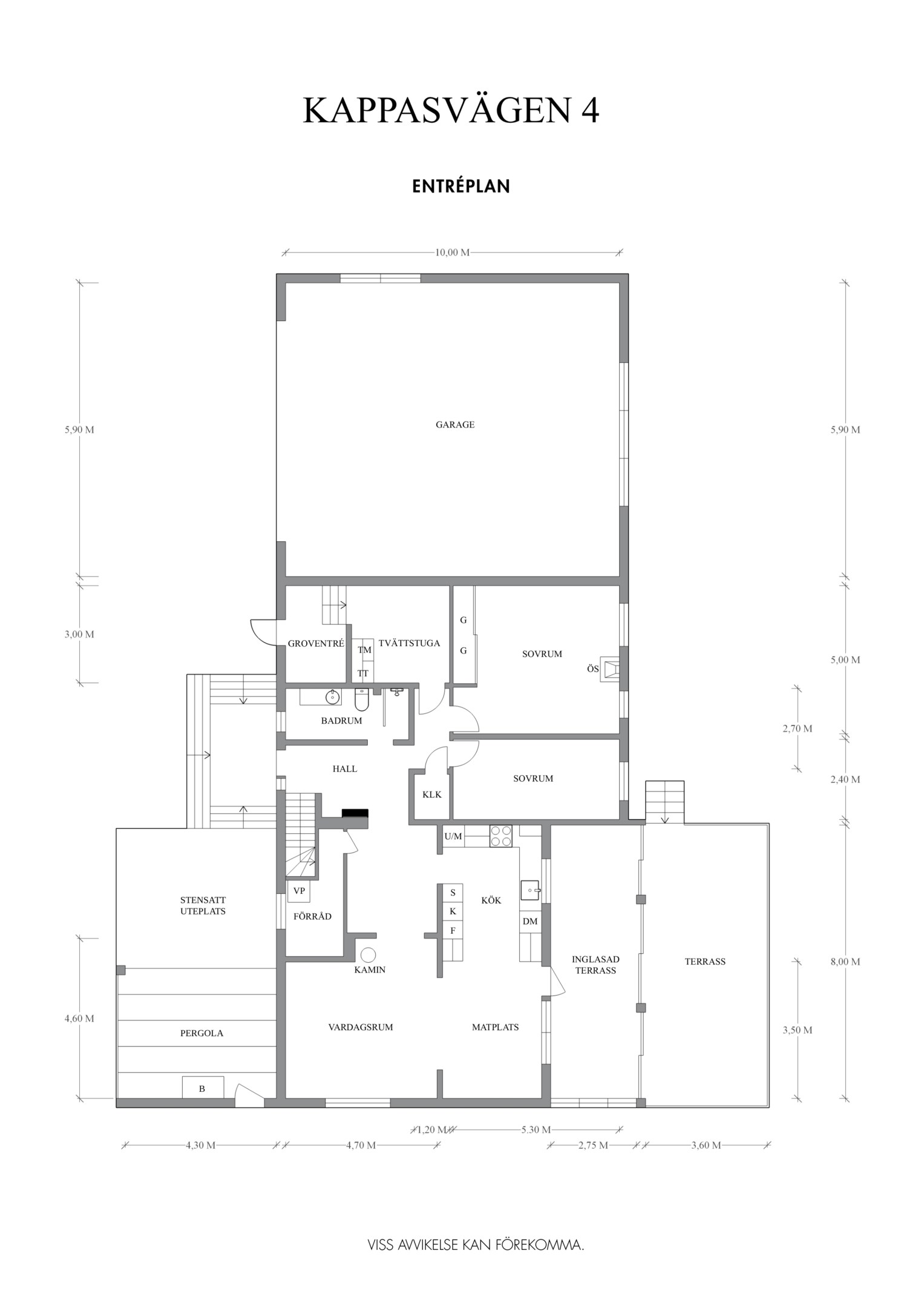 Planskiss entréplan, observera avvikelser förekommer