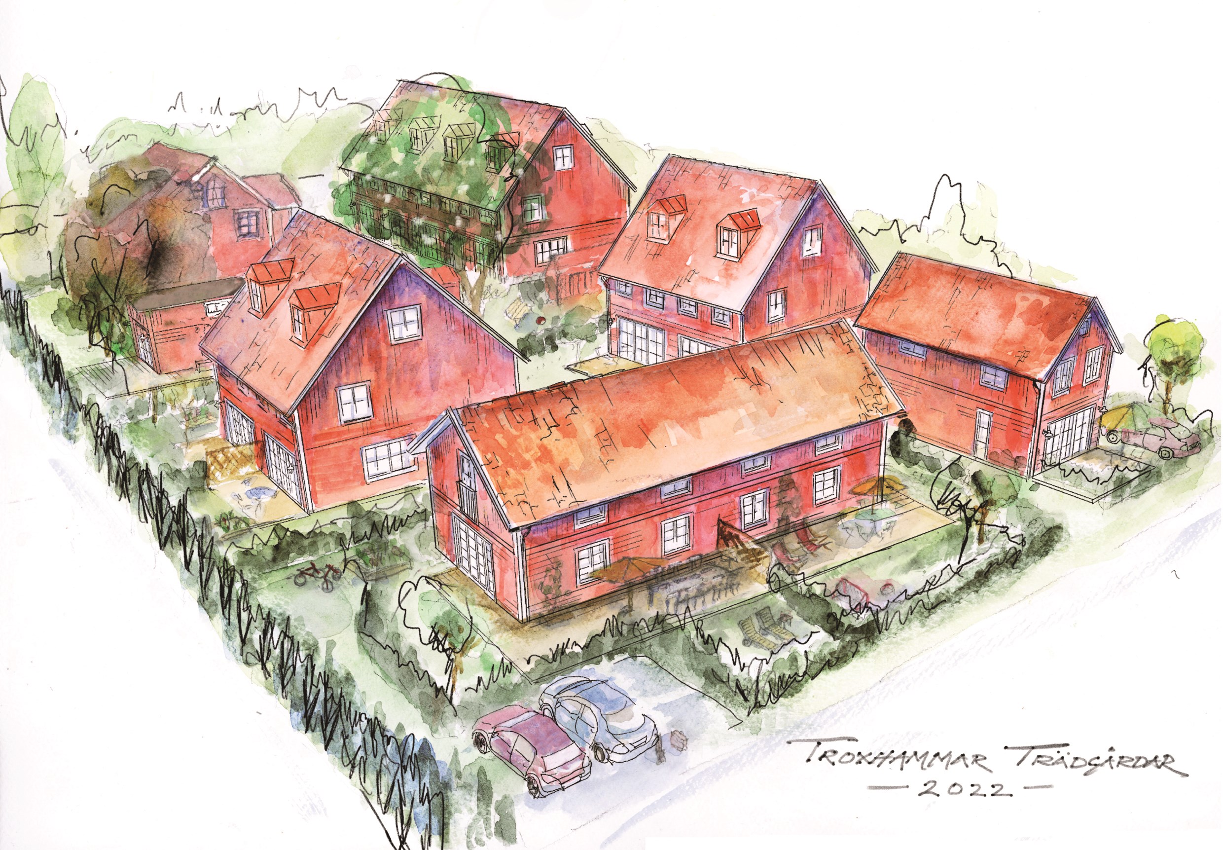 Illustration  över projektet Troxhammar Trädgårdar