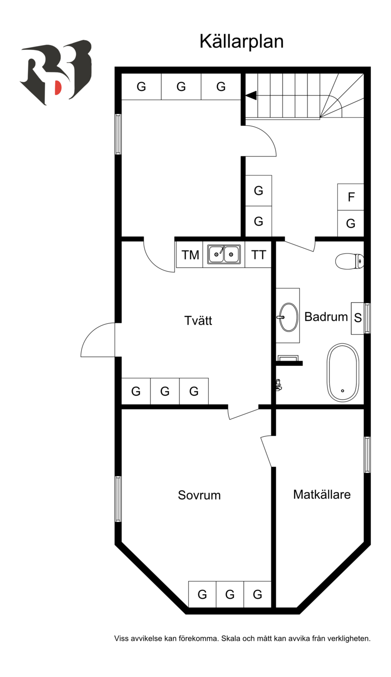 Planlösning Källare - antalet G stämmer ej vid trappan