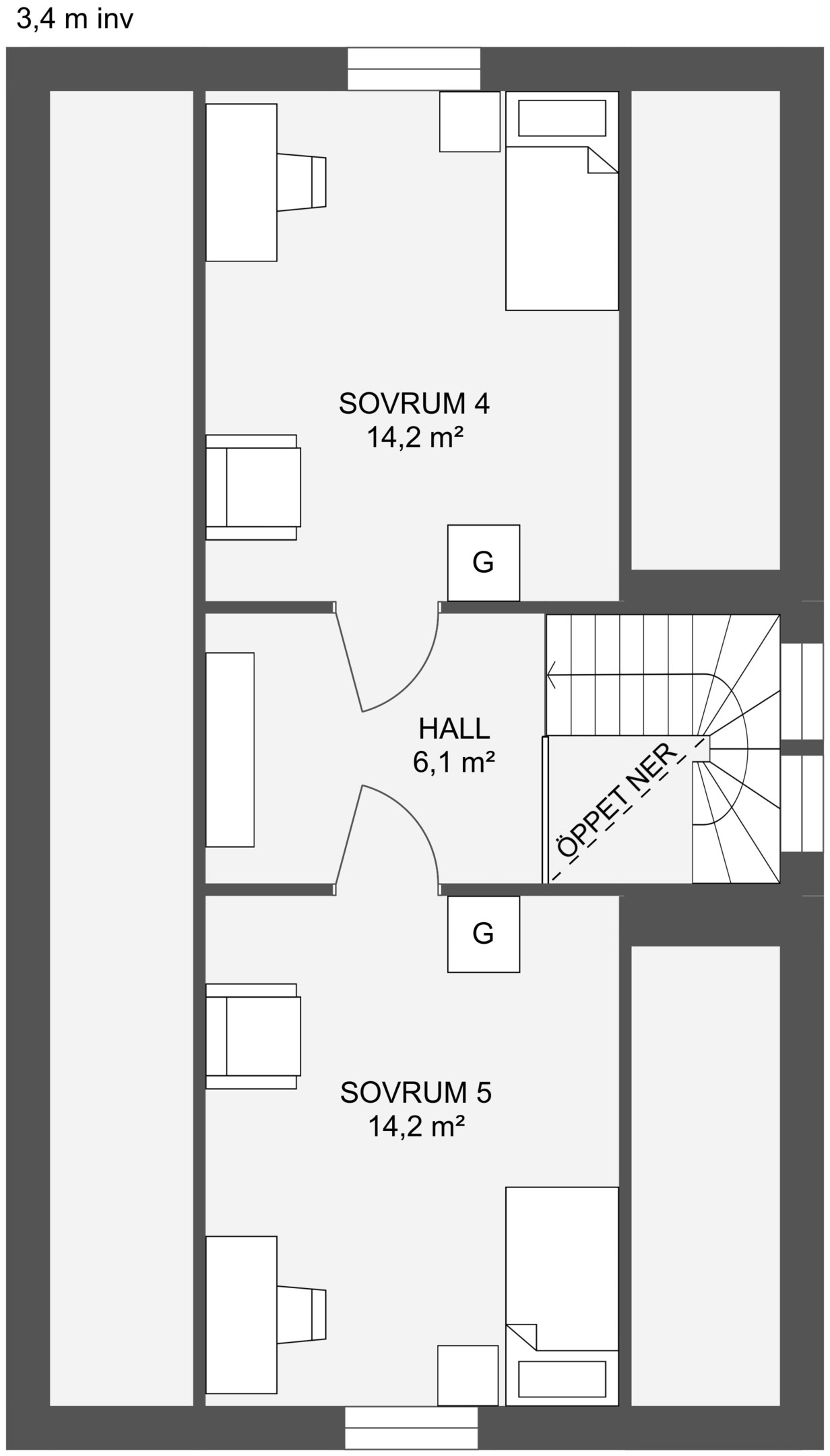 Övre plan (extrautrustning ingår ej)