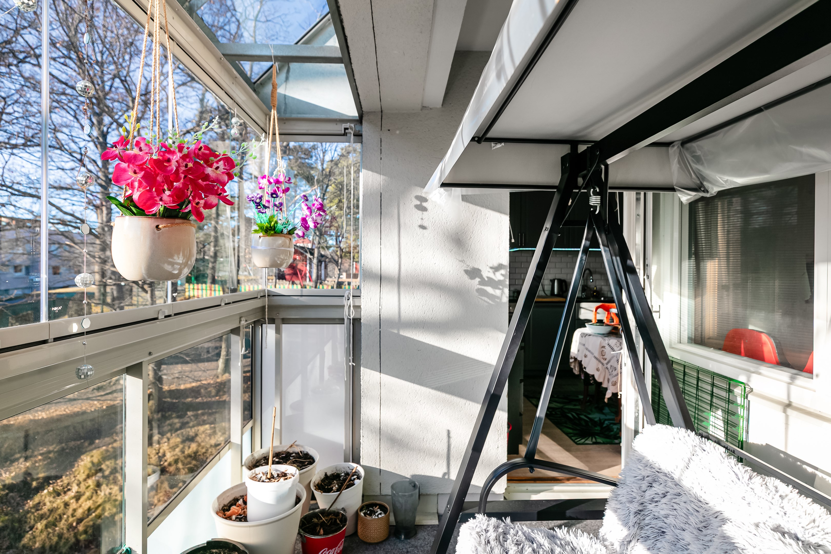 Stor inglasad balkong