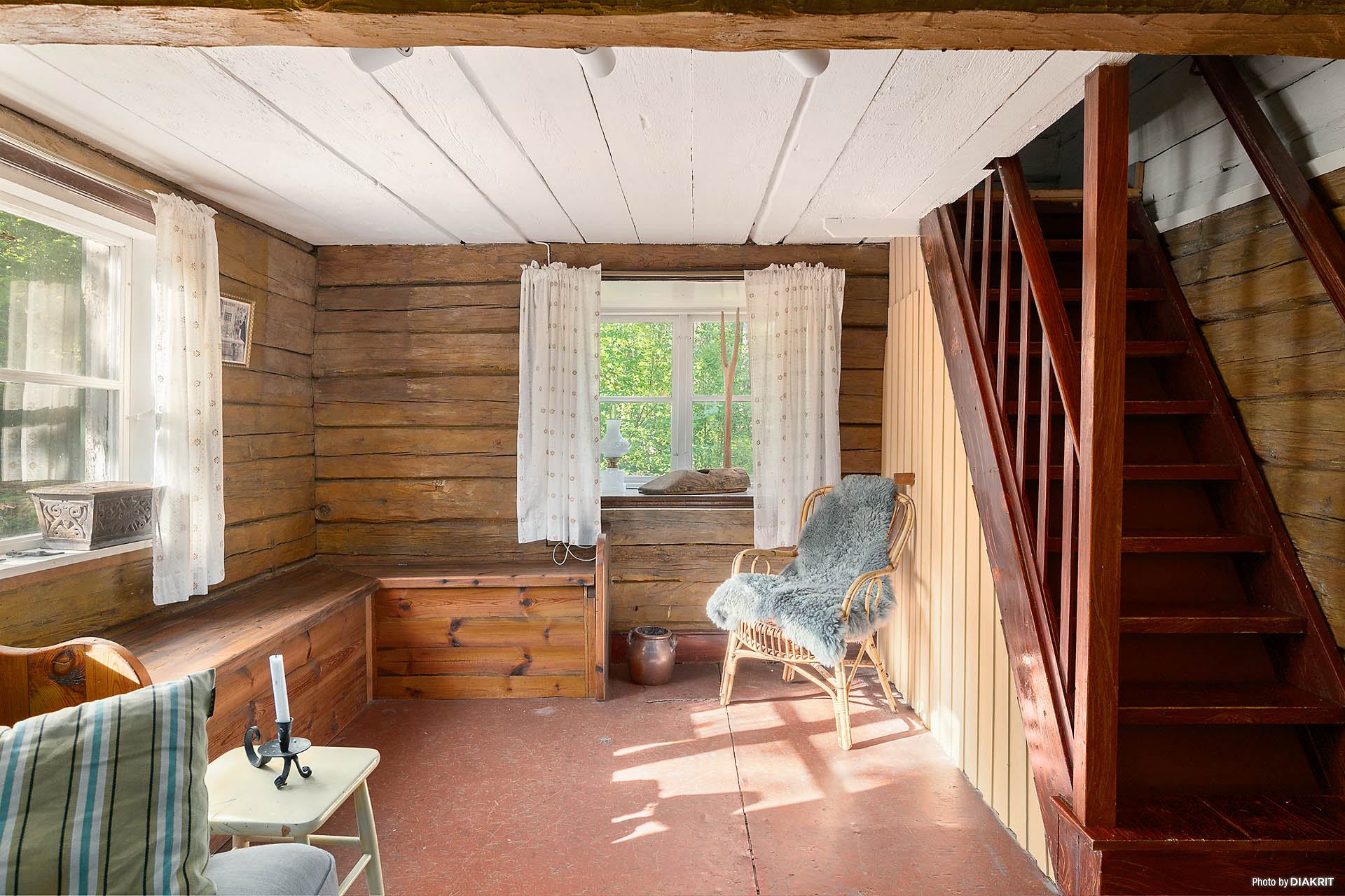 Storstugans trapp till loftet